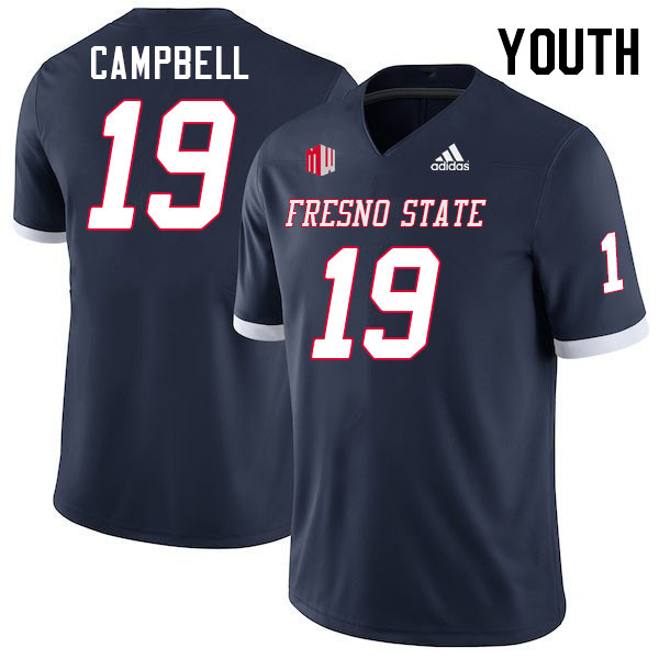 Youth #19 Joseph Campbell Fresno State Bulldogs College Football Jerseys Stitched-Navy